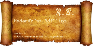 Madarász Bálint névjegykártya